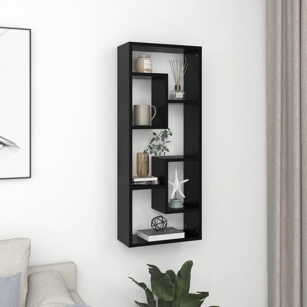 Schwarzes Wandregal Argelia 36x16x90cm (Holz)