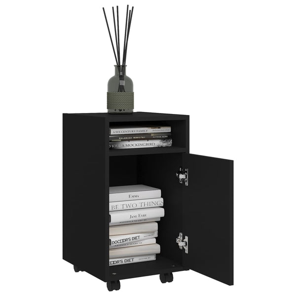 Schwarzer Rollcontainer Kaspar 33x38x60cm (Holz)