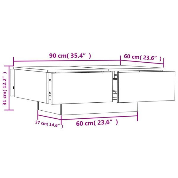 Betongrauer Couchtisch Eleganta 90x60x31cm (Holz)