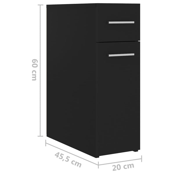 Schwarzer Apothekerschrank Auruti 20x45,5x60cm (Spanplatte)