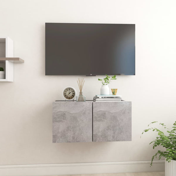 Betoninharmaa seinäkiinnitettävä tv-taso Iozse 60x30x30cm