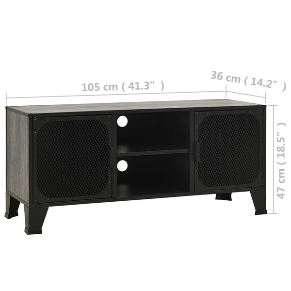 Graues TV-Möbel Hrabovschi 105x36x47cm (Metall und MDF)