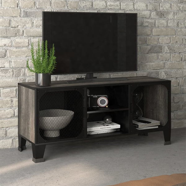 Graues TV-Möbel Hrabovschi 105x36x47cm (Metall und MDF)