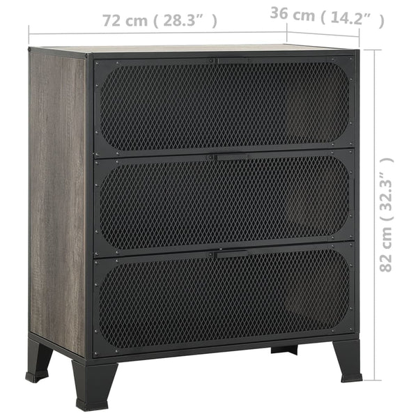 Harmaa säilytyskaappi Debby 72x36x82cm (metalli ja mdf)
