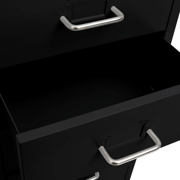 Schwarzer Aktenschrank umzustellen Genoveva 28x41x109cm (Metall)