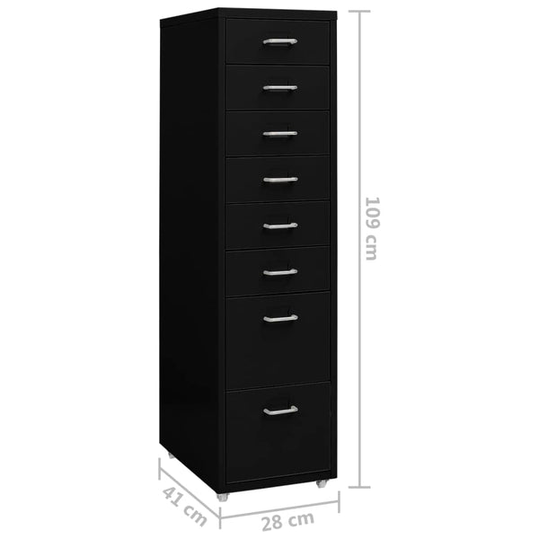 Schwarzer Aktenschrank umzustellen Genoveva 28x41x109cm (Metall)