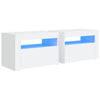 Valkoinen yöpöydät Kaylah 60x35x40cm (2 kpl led-valoilla)