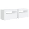 Valkoinen yöpöydät Kaylah 60x35x40cm (2 kpl led-valoilla)