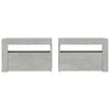 Betoninharmaa yöpöydät Kaylah 60x35x40cm (2 kpl led-valoilla)