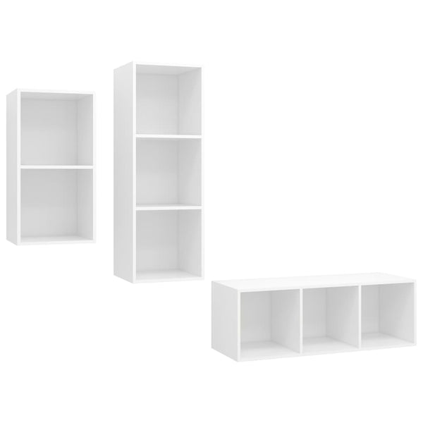 TV-Möbel-Set Jettie, weiß (3-teilig, Spanplatte)