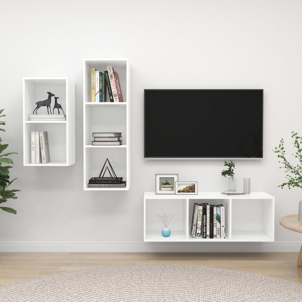 TV-Möbel-Set Jettie, weiß (3-teilig, Spanplatte)