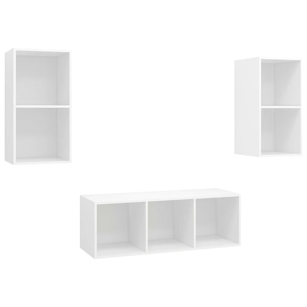 Weißes TV-Schrank-Set Lucky (3-teilig, Spanplatte)