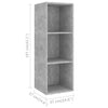TV-Schrank-Set Lucky 3-teilig, Betongrau (Spanplatte)