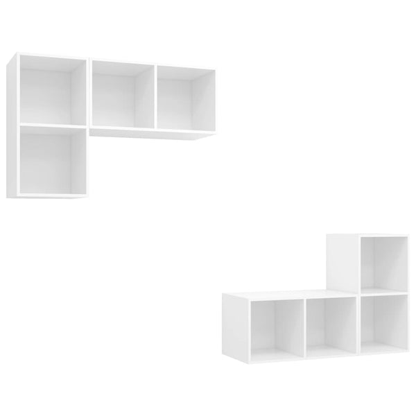 4 St. TV-Schrank zur Wandmontage aus weißem Holzwerkstoff