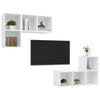 4 St. TV-Schrank zur Wandmontage aus weißem Holzwerkstoff