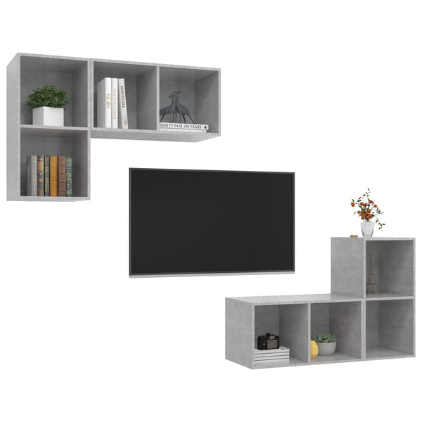 TV-Boards zur Wandmontage 4 Stück Technisches Holz Betongrau