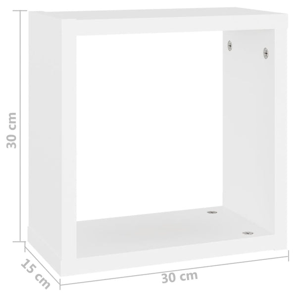 Weißes Würfel-Wandregal Tinculina 30x15x30cm (2 Stück)