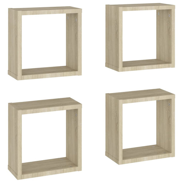 Sonoma-Eiche Quadrate Wandregale Tinculina 30x15x30cm (4 Stk.)