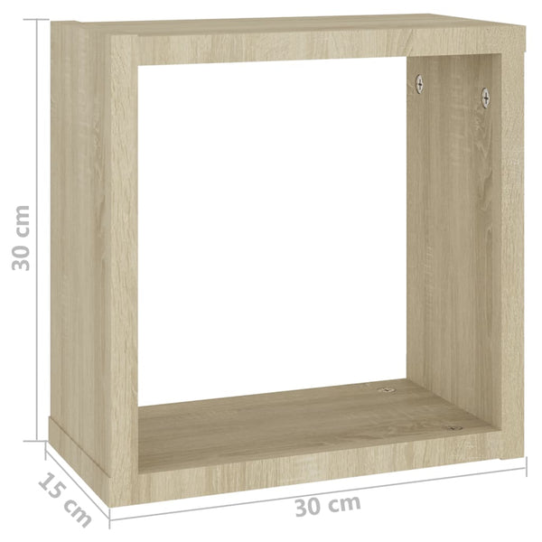 Sonoma-Eiche Quadrate Wandregale Tinculina 30x15x30cm (4 Stk.)