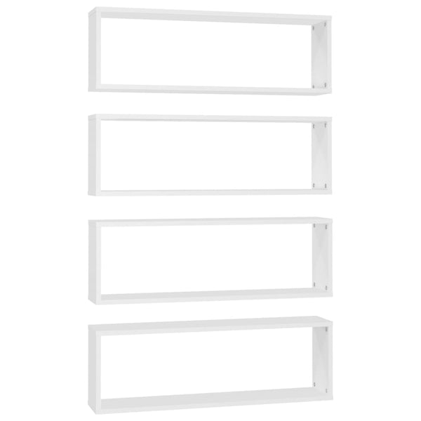 Weißes Würfel-Wandregal Tinculina 80x15x26,5cm (4 Stück Spanplatte)