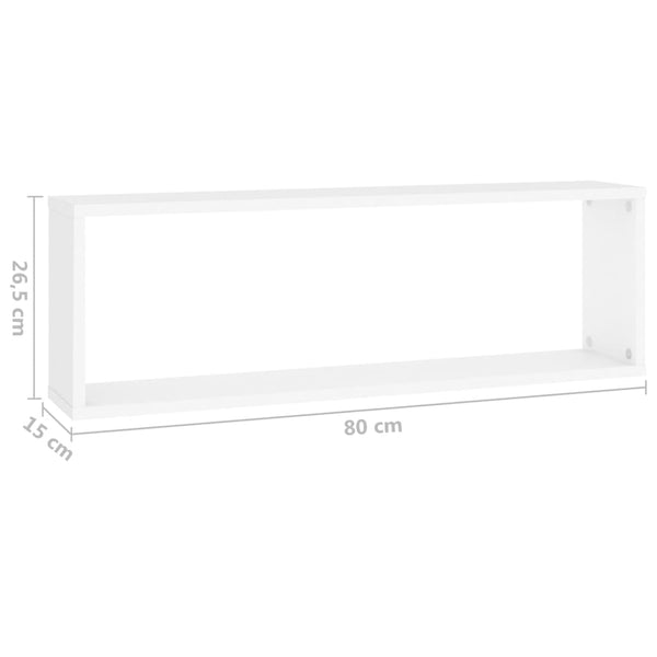 Weißes Würfel-Wandregal Tinculina 80x15x26,5cm (4 Stück Spanplatte)