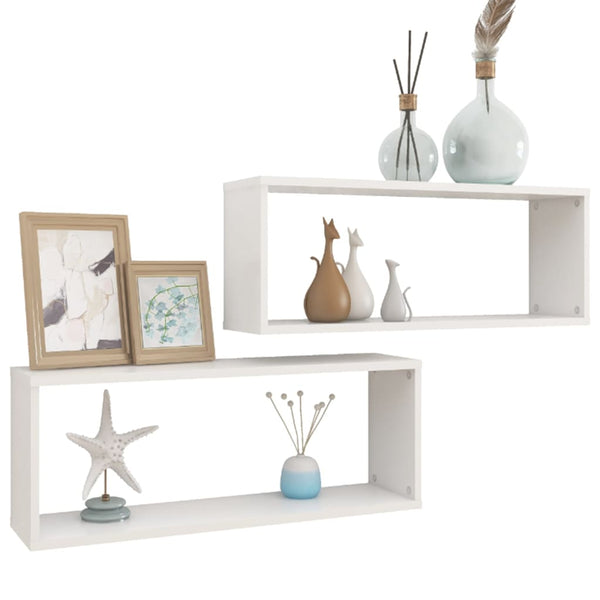 Valkoiset Tinculina kuutioseinähyllyt 60x15x23cm (2 kpl puinen)
