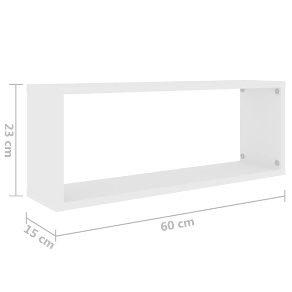 Valkoiset Tinculina kuutioseinähyllyt 60x15x23cm (2 kpl puinen)