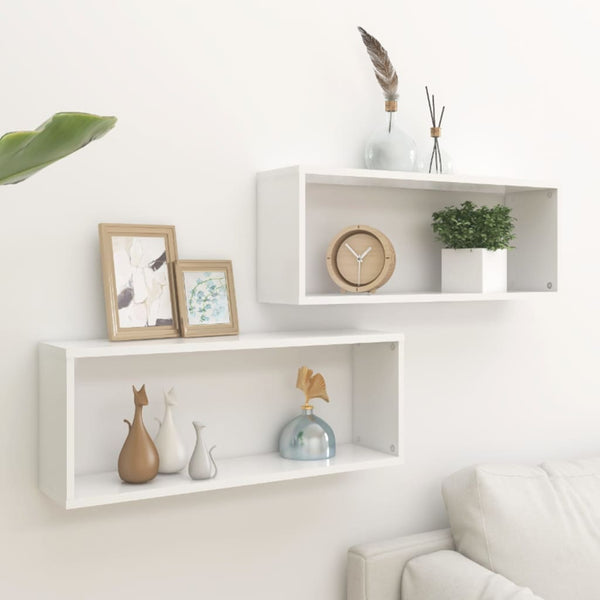 Valkoiset Tinculina kuutioseinähyllyt 60x15x23cm (2 kpl puinen)