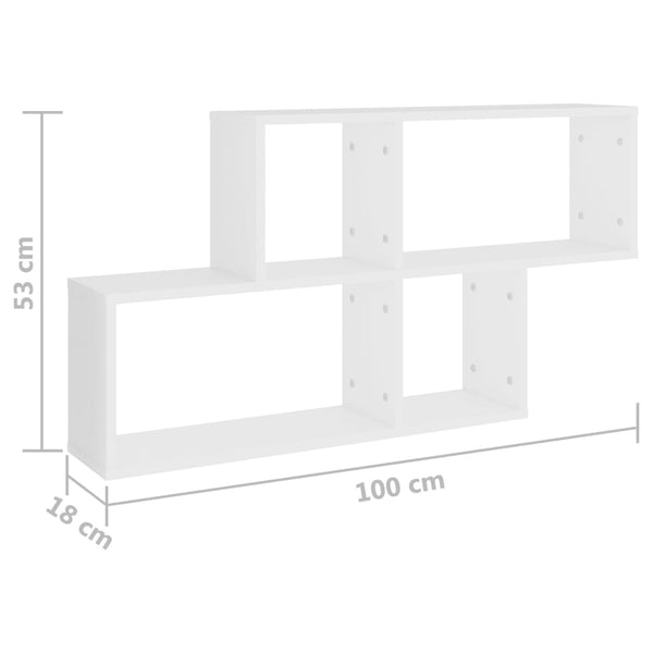 Weißes Wandregal Salomeia 100x18x53cm (Holz)