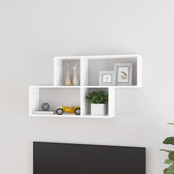 Weißes Wandregal Salomeia 100x18x53cm (Holz)