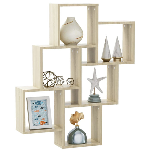 Wandregal Sonoma Eiche Würfel Varol 78x15x93cm (Holz)