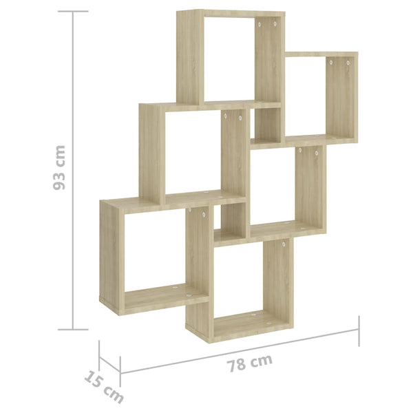 Wandregal Sonoma Eiche Würfel Varol 78x15x93cm (Holz)