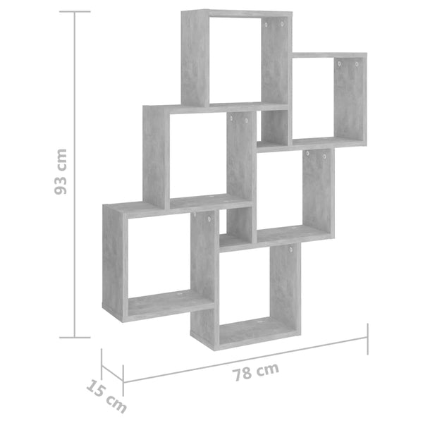 Betonggraues Würfelwandregal Varol 78x15x93cm (Holz)