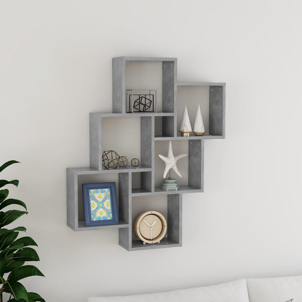 Betonggraues Würfelwandregal Varol 78x15x93cm (Holz)