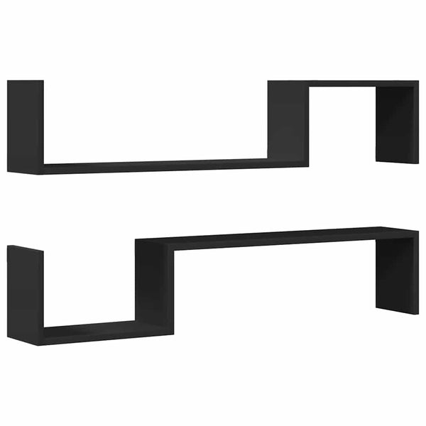 Schwarze Wandregale Denice 100x15x20cm (2 Stück, Holz)