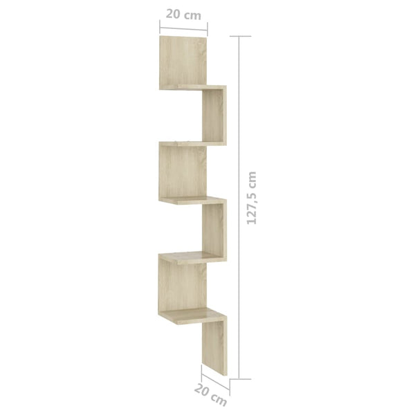 Sonoma Eiche Wand-Eckregal Donas 20x20x127,5cm (Holz)