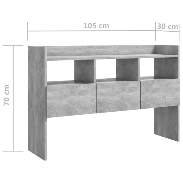 Betongraues Sideboard Vionela 105x30x70cm (Holz)