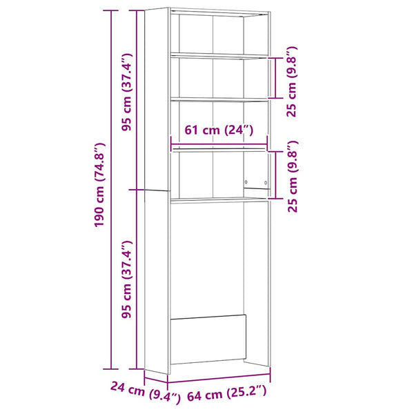 Weißer Waschmaschinenschrank Saco 64x24x190cm