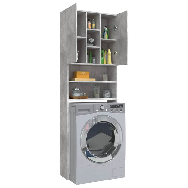 Waschmaschinenschrank Niculcea betongrau 64x25,5x190cm