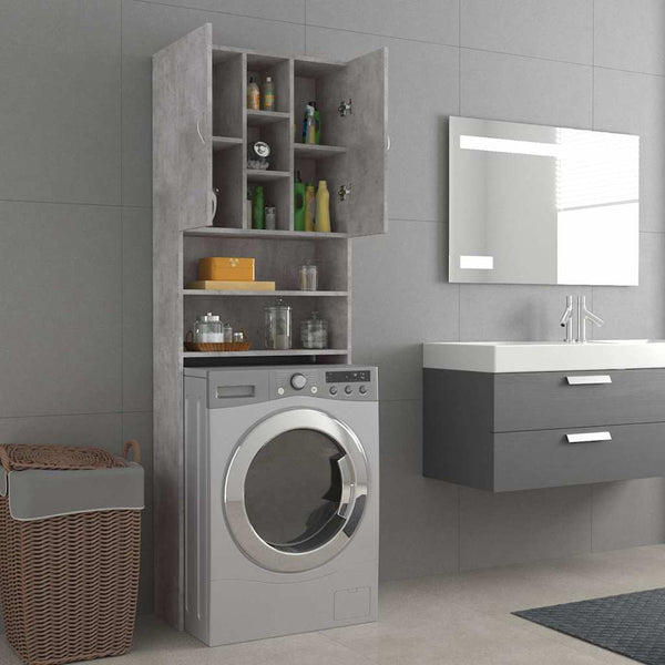 Waschmaschinenschrank Niculcea betongrau 64x25,5x190cm
