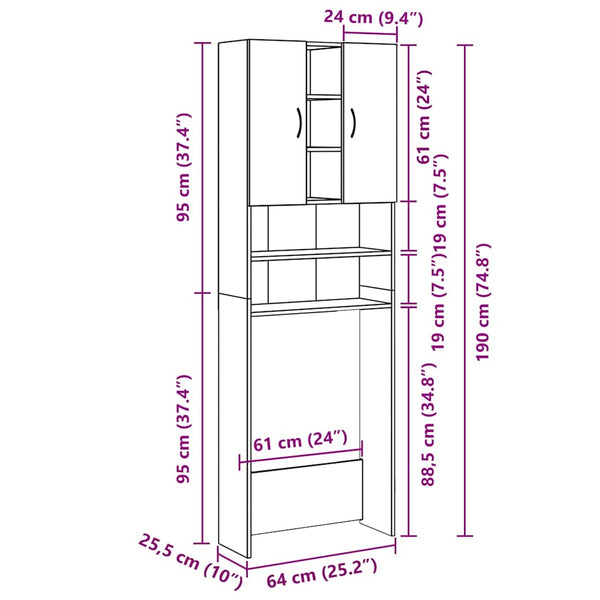 Waschmaschinenschrank Niculcea betongrau 64x25,5x190cm