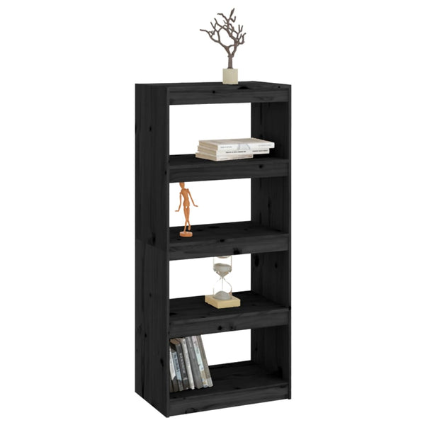 Schwarzes Bücherregal/Raumteiler Lactantiu 60x30x135,5cm (Kiefer)