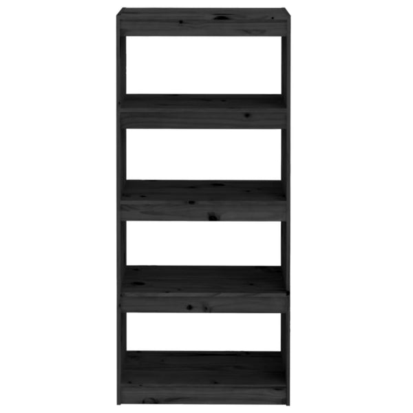 Schwarzes Bücherregal/Raumteiler Lactantiu 60x30x135,5cm (Kiefer)