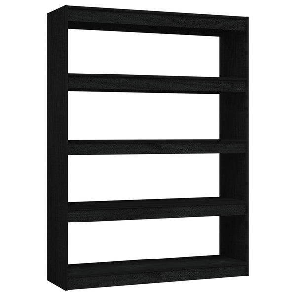 Schwarzes Bücherregal/Raumteiler Gheorge 100x30x135,5cm (Kiefer)
