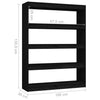 Schwarzes Bücherregal/Raumteiler Gheorge 100x30x135,5cm (Kiefer)