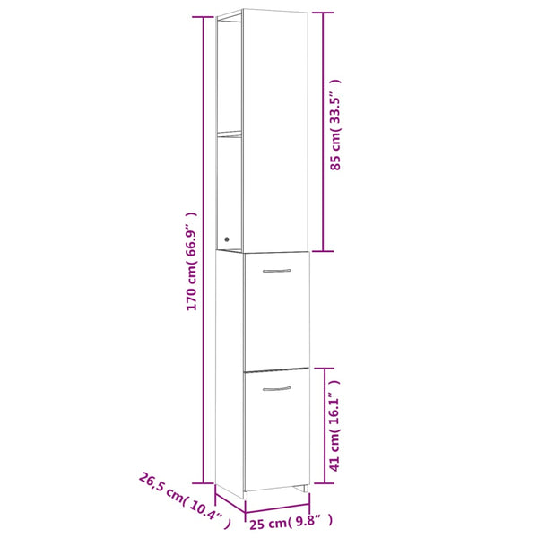 Weißer Badezimmerschrank Halie 25x26,5x170cm (Holz)