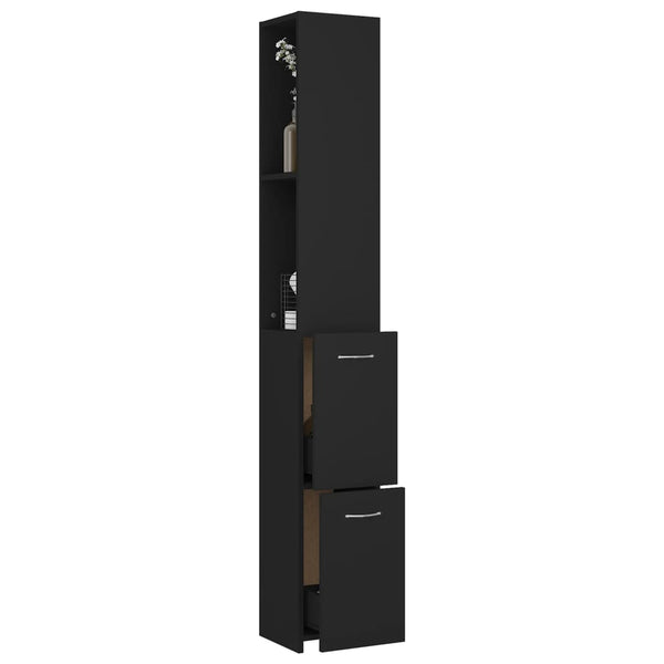 Schwarzer Badezimmerschrank Halie 25x26,5x170cm (Holz)
