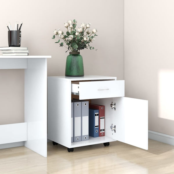 Weißer Rollcontainer Bortica 45x38x54cm (Holz)