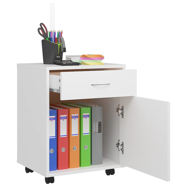 Weißer Rollcontainer Bortica 45x38x54cm (Holz)