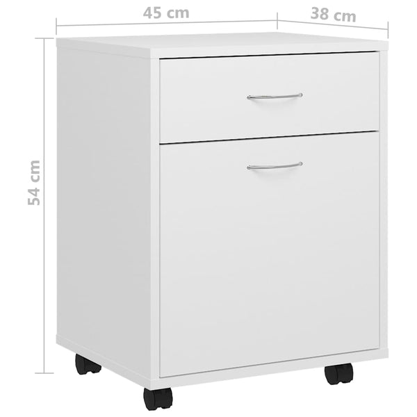 Weißer Rollcontainer Bortica 45x38x54cm (Holz)